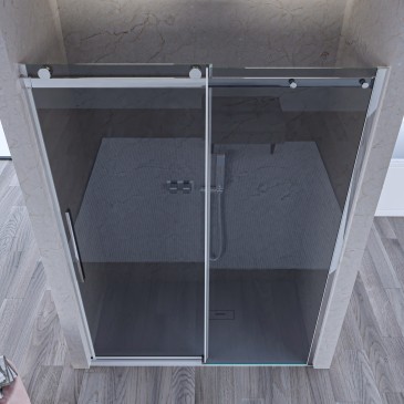 Porte de douche en verre fumé anticalcaire Euclide de 8 mm