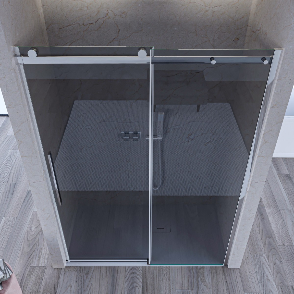 Porte de douche en verre fumé anticalcaire Euclide de 8 mm