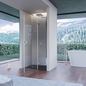 Porte de douche battante transparente anti-calcaire REGINA H195