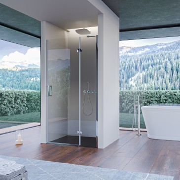Porte de douche battante transparente anti-calcaire REGINA H195