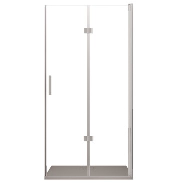 Porta doccia per nicchia modello Rea con apertura pieghevole a soffietto, cristallo temperato 6mm trasparente, altezza 195cm.