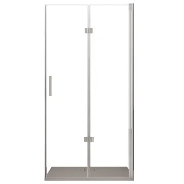 Porta doccia per nicchia modello Rea con apertura pieghevole a soffietto, cristallo temperato 6mm trasparente, altezza 195cm.