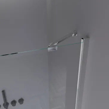 Dettaglio del cristallo di sicurezza 6mm trasparente della linea Rea, trattamento anticalcare per una brillantezza superiore.