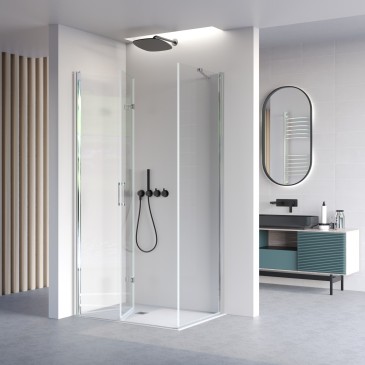 Porte de douche pliante double face transparente H195 REA