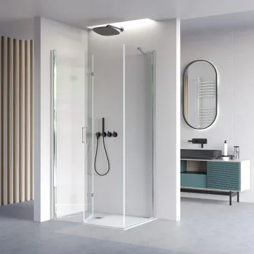 Porte de douche pliante double face transparente H195 REA
