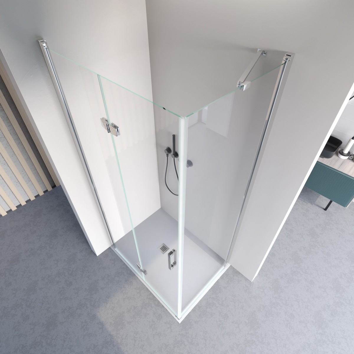 Porte de douche pliante double face transparente H195 REA