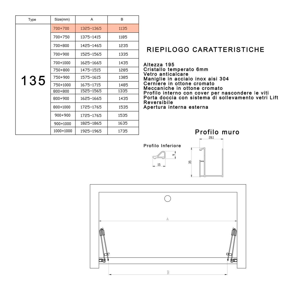 Porte pliante porte pliante niche entrée centrale H195 REA