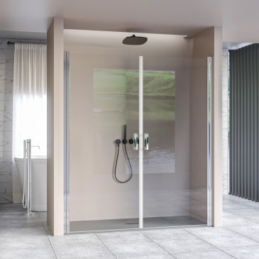 Porta doccia a battente con apertura a saloon H195 anticalcare SALEMA