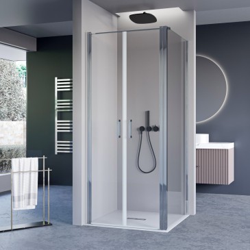 Box doccia 2 lati fissi porta saloon H195 anticlacare DOBLA