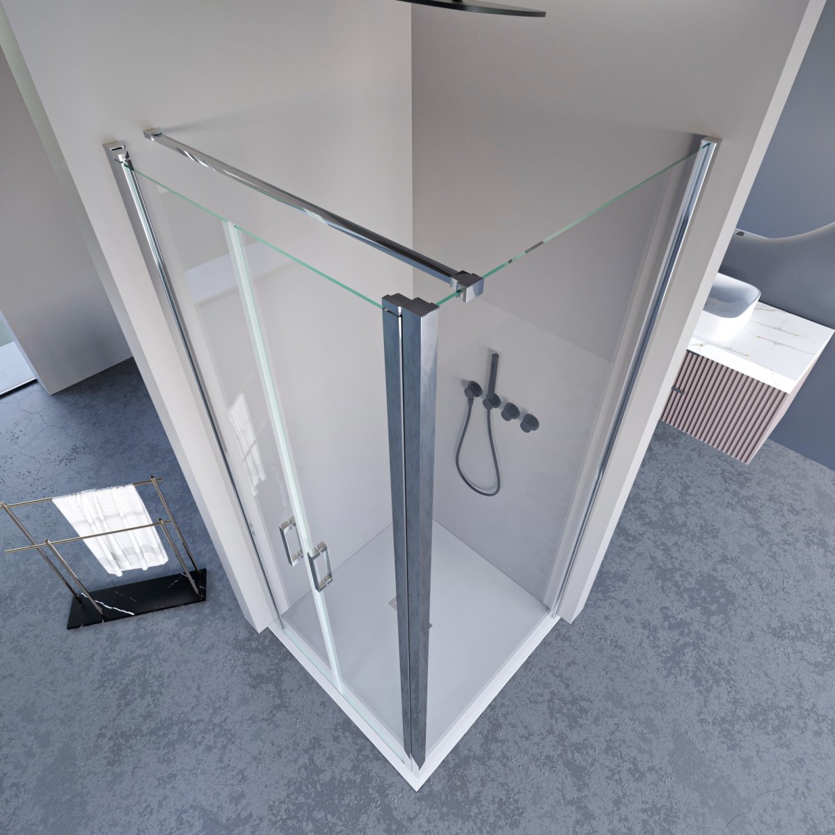 Box doccia 2 lati fissi porta saloon H195 anticlacare DOBLA