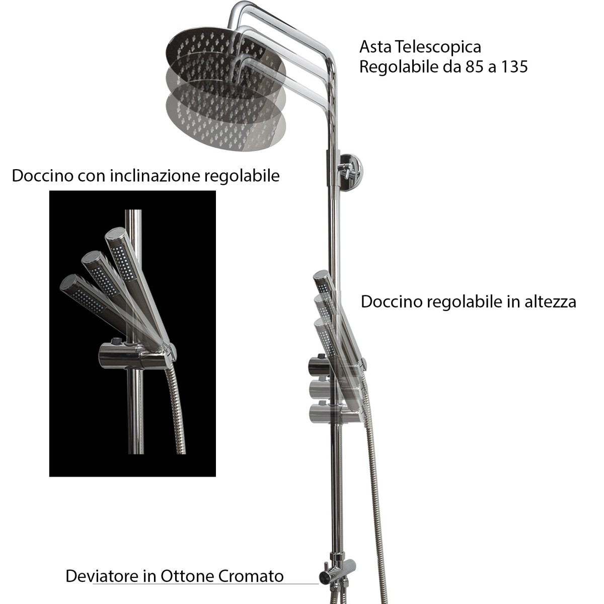 Colonna doccia con doccino e soffione doccia 20 25 30 ELISEA
