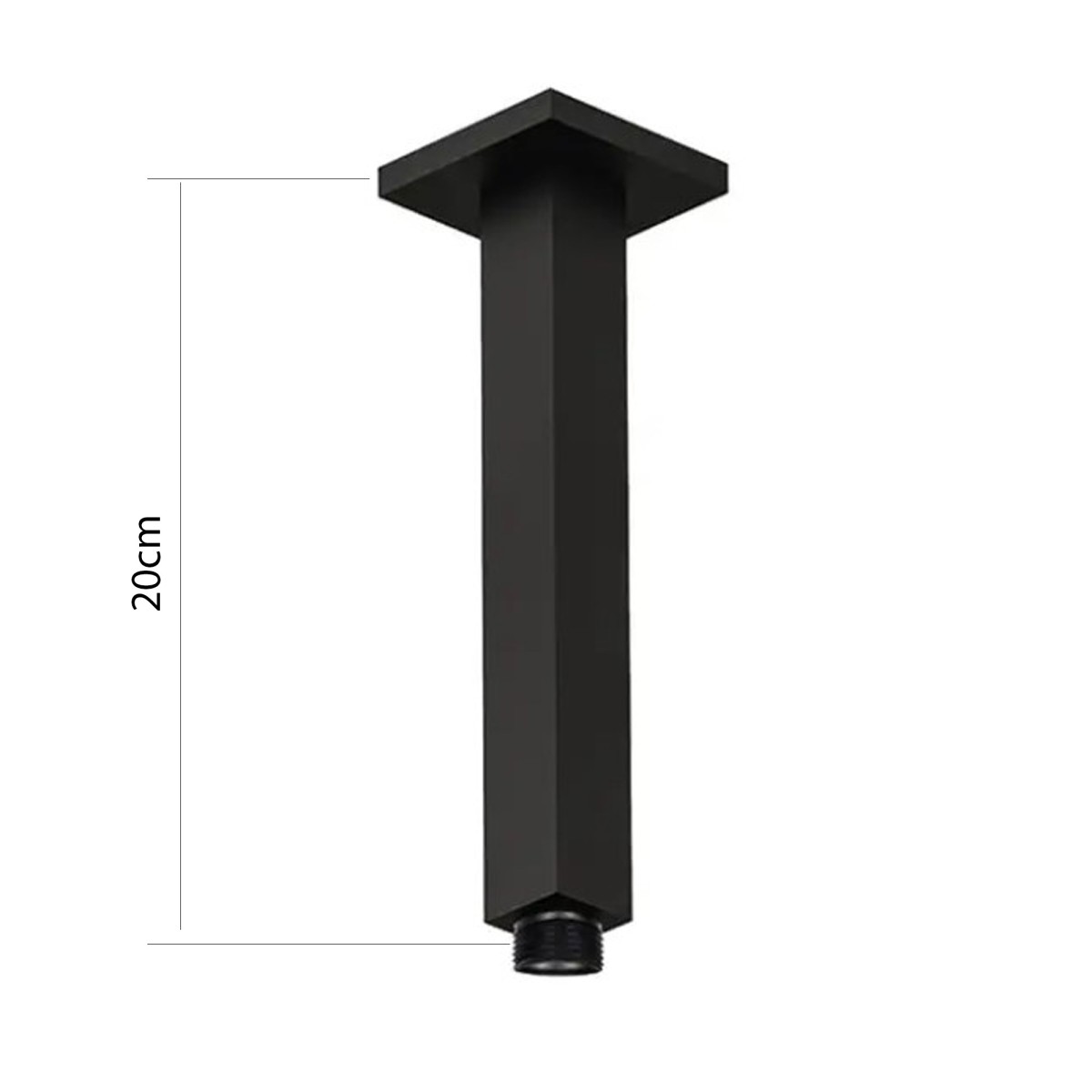 Braccio doccia a soffitto nero quadrato 20cm