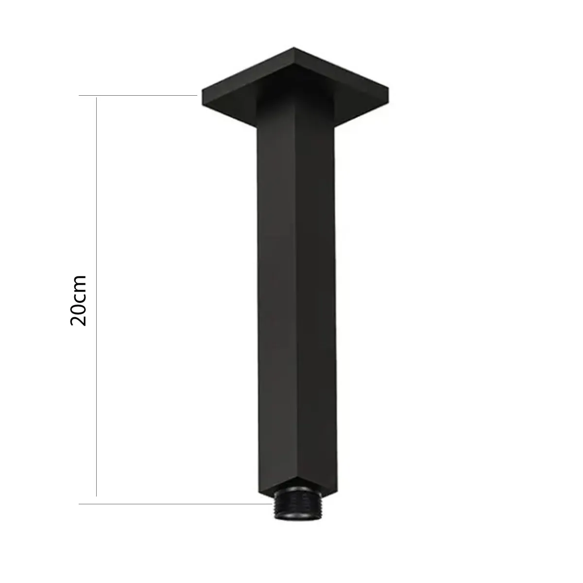 Braccio doccia a soffitto nero quadrato 20cm