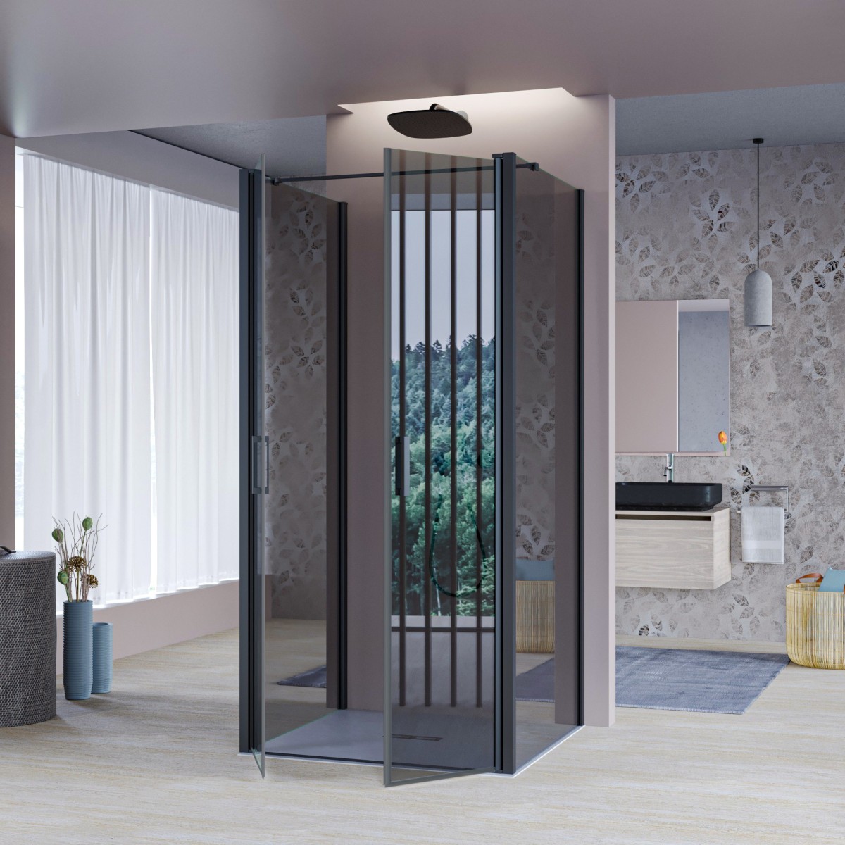 Cabine de douche Mylas Black 3 côtés | Mondialshop