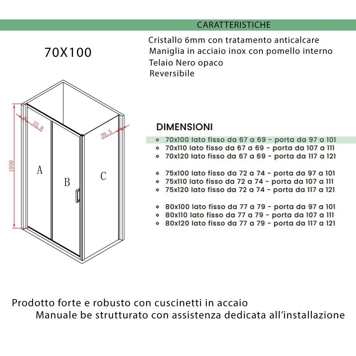 Cabine de douche 2 faces avec porte coulissante...