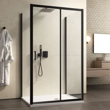 Cabine de douche à 3 côtés avec porte coulissante H195 AGATA