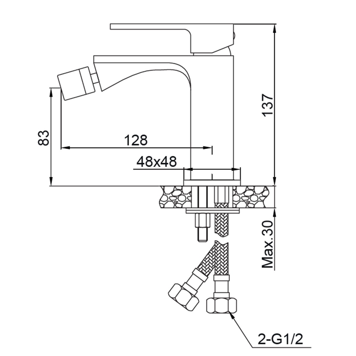 Sparsamer quadratischer Bidet-Wasserhahn im TBOL-Design