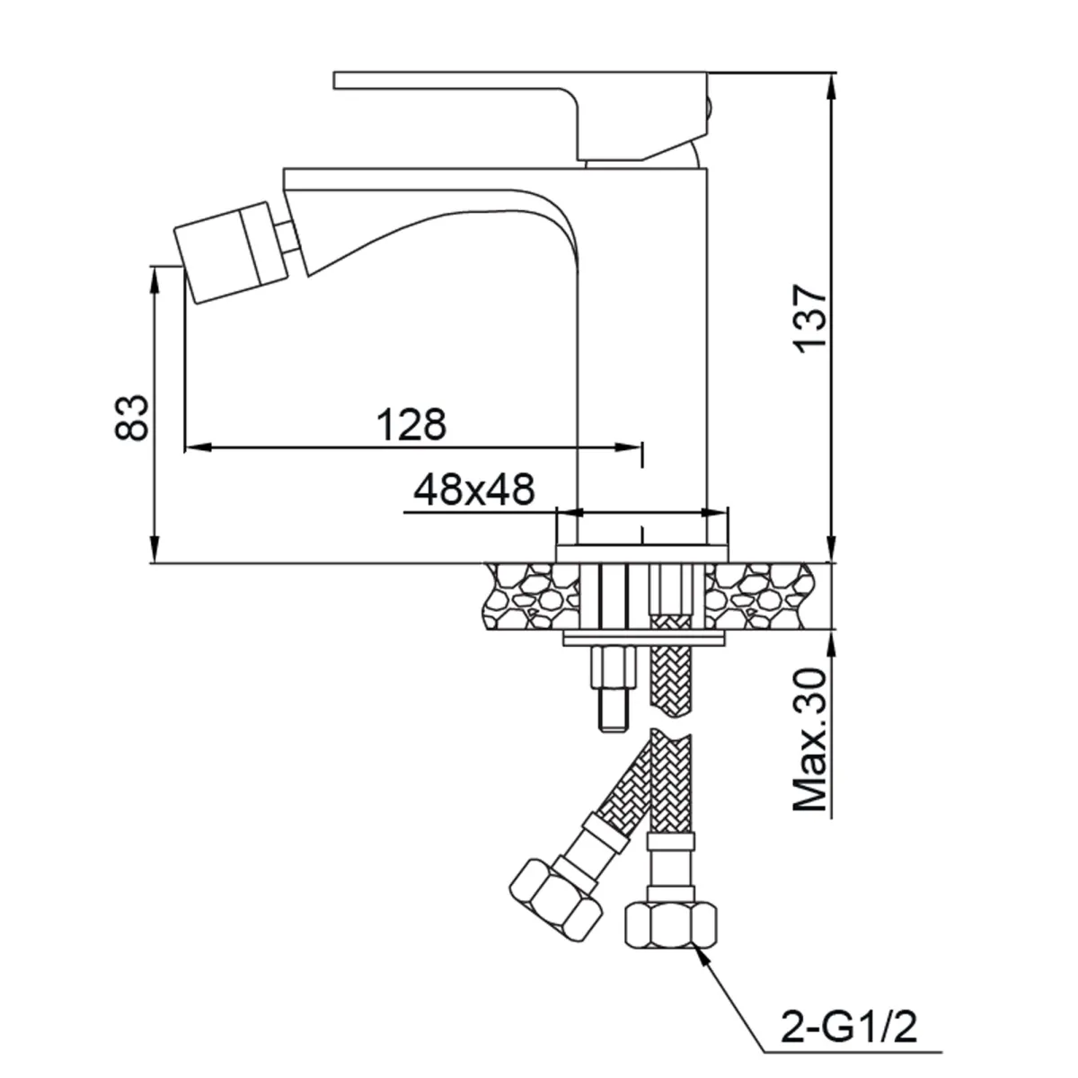 Sparsamer quadratischer Bidet-Wasserhahn im TBOL-Design