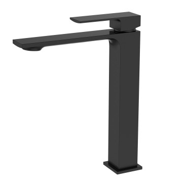 Rubinetto canna alta nero quadrato per lavabo design TBOL