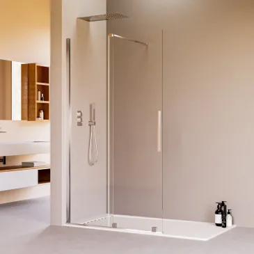Installazione moderna della parete doccia Walk-In Brenta h200 effetto open-space cristallo 8mm anticalcare.