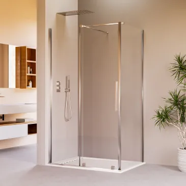 Installazione ad angolo del box doccia di lusso Brenta h200, design minimale senza profili.