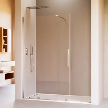 Installazione a nicchia della porta doccia Brenta h200, effetto tutto vetro.