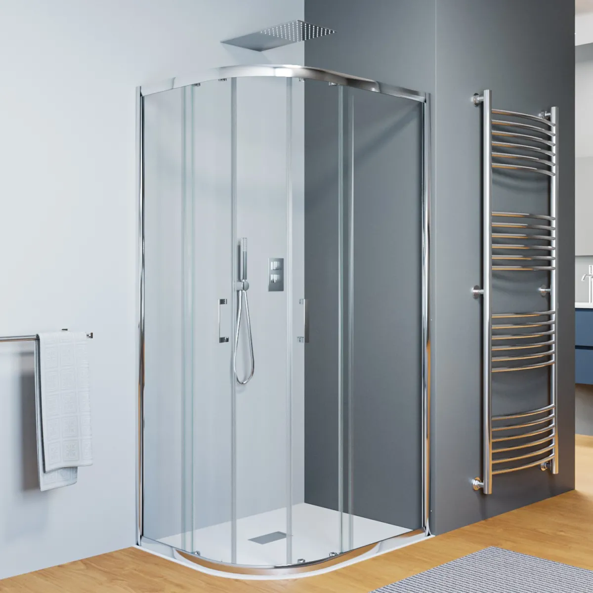 Paroi de douche semi-circulaire 70x90 hauteur 195cm