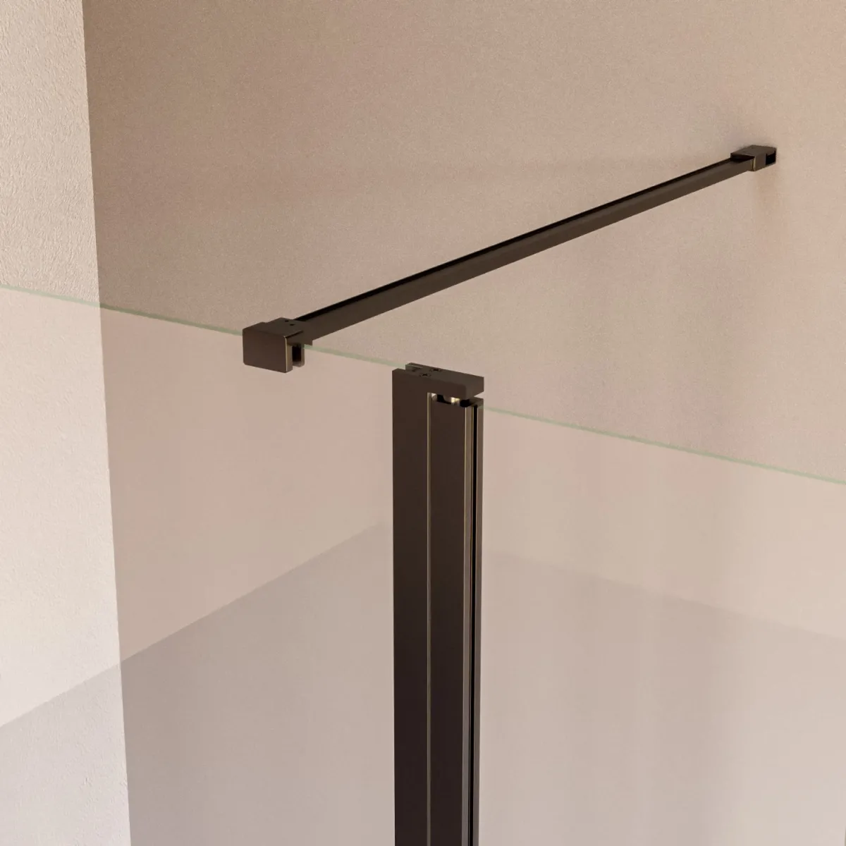Douche à l'italienne avec porte fermable profilés noirs...