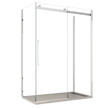 Cabine de douche EUCLIDE à 3 côtés avec porte coulissante transparente, h195, anticalcaire