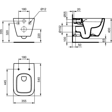Wc sospeso Life B ideal standard rimless T461401