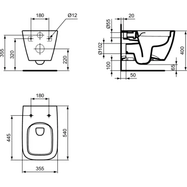 Wc sospeso Life B ideal standard rimless T461401