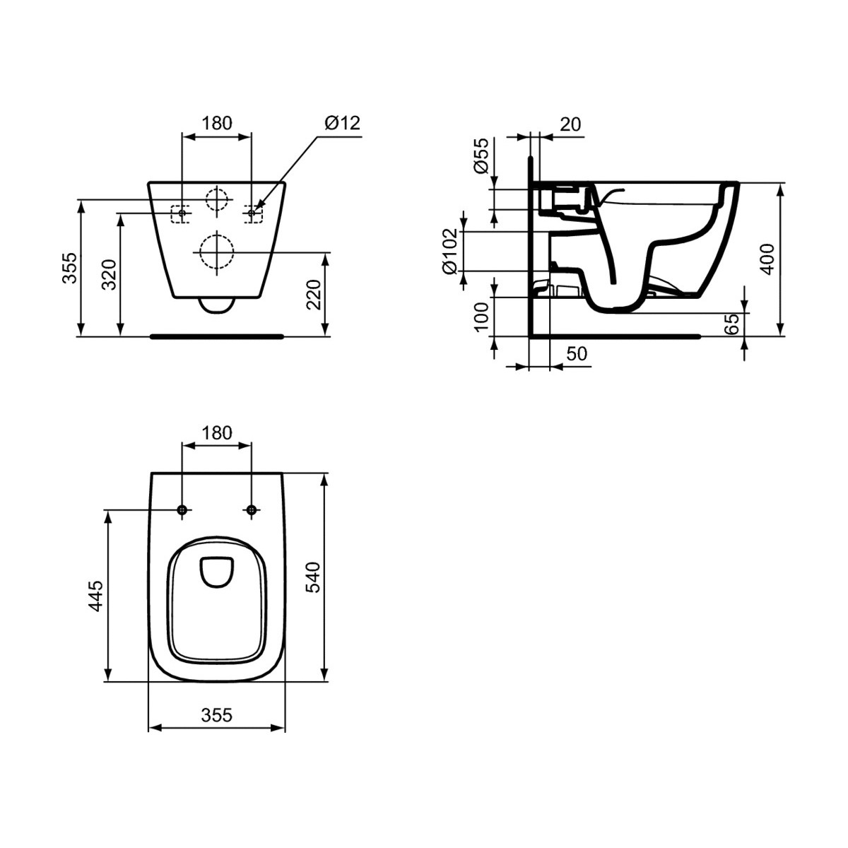 Wc sospeso Life B ideal standard rimless T461401