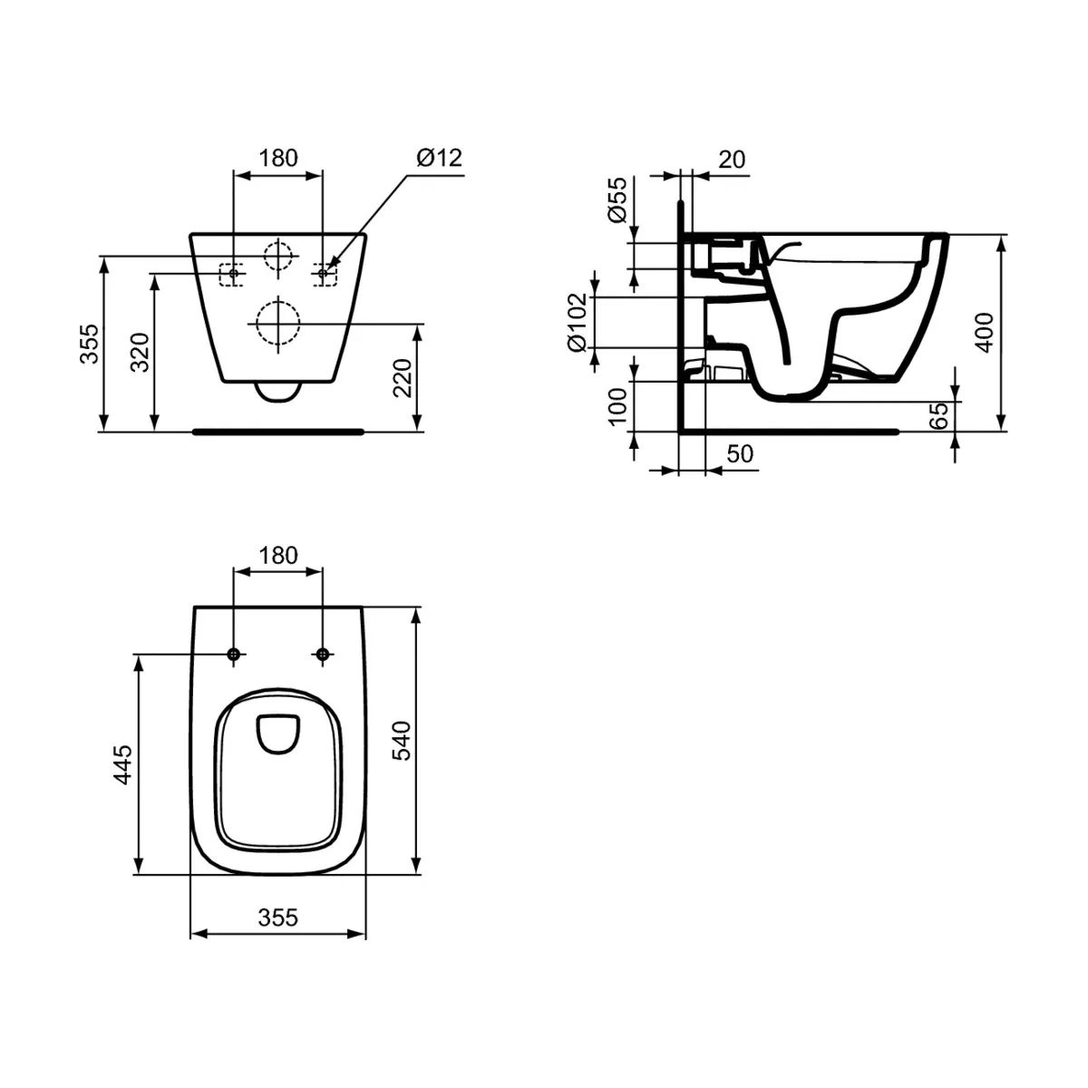 Wc sospeso Life B ideal standard rimless T461401