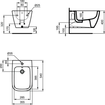 Bidet sospeso in ceramica bianca Life B sospeso T461501