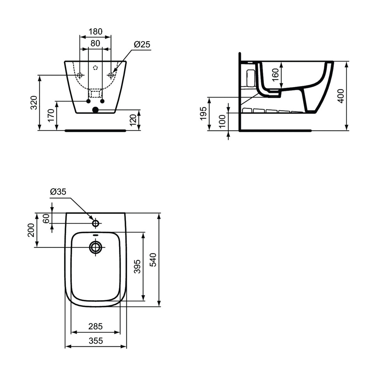 Bidet sospeso in ceramica bianca Life B sospeso T461501