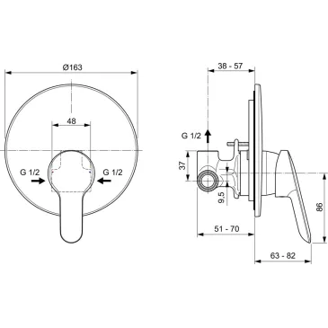 Alpha A7184AA IDEAL STANDARD Einbau-Einhand-Duscharmatur
