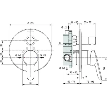 Miscelatore ad incasso con deviatore per vasca/doccia Alpha A7185AA