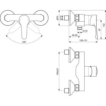 Miscelatore esterno doccia vasca BC488AA Alpha Ideal Standard