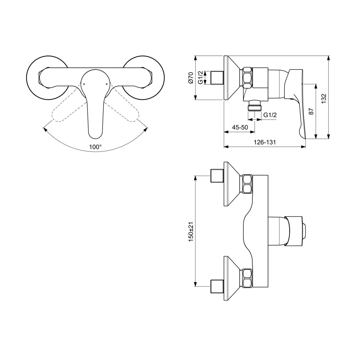 Miscelatore esterno doccia vasca BC488AA Alpha IDEAL...