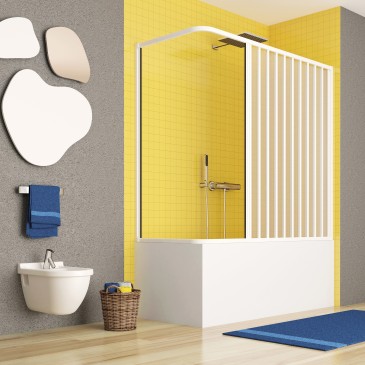 Receveur de baignoire en PVC blanc avec 1 porte pliante