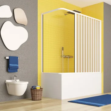 Receveur de baignoire en PVC blanc avec 1 porte pliante