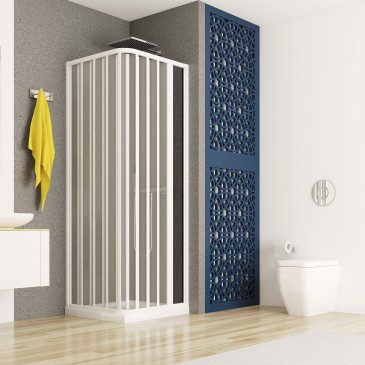 Cabine de douche d'angle en PVC avec une porte pliante, hauteur 185
