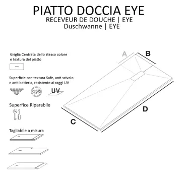 Receveur de douche MAKA en résine blanche avec trou latéral