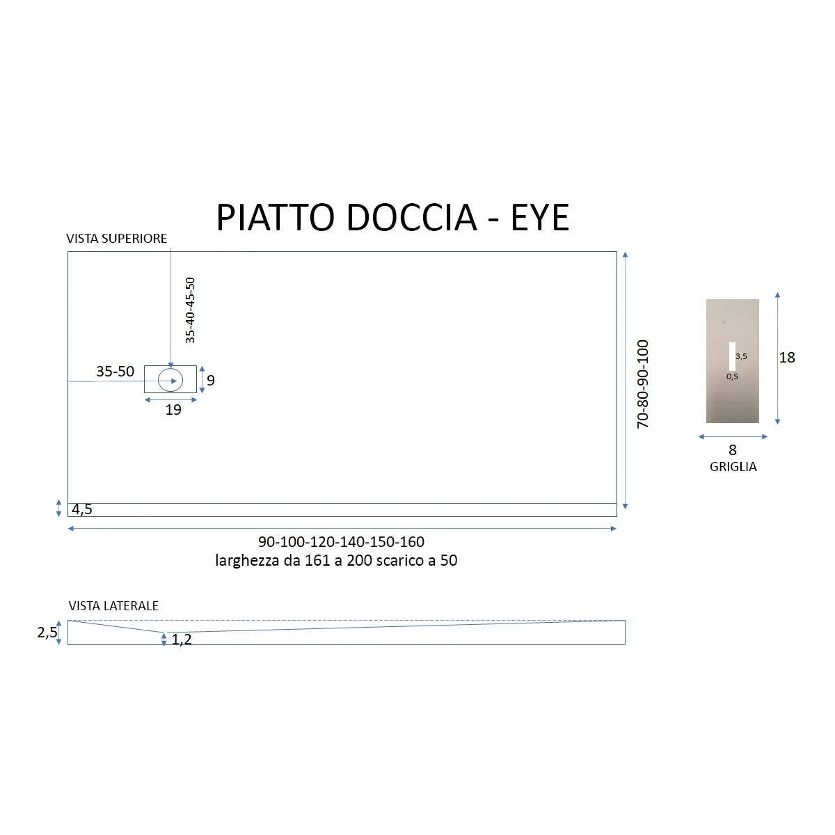 Receveur de douche MAKA en résine blanche avec trou latéral