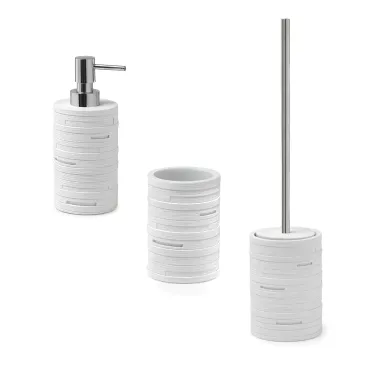 Set 3 Pezzi Dosasapone Porta spazzolini Scopino Effetto pietra Alin