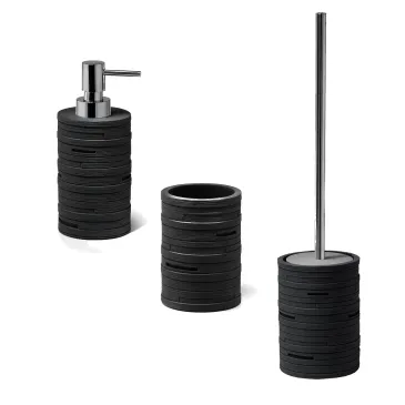Set da bagno Alin in resina Nero- Design moderno (3 pz)