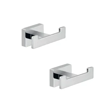 2 moderne quadratische Designer-Kleiderbügel aus Chrom