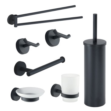 Accessori neri per bagno | Un set da 7pz a un prezzo super