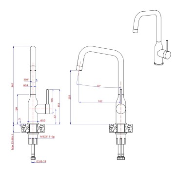 Rubinetto Cucina Acciaio Inox SATINATO BOTTLE