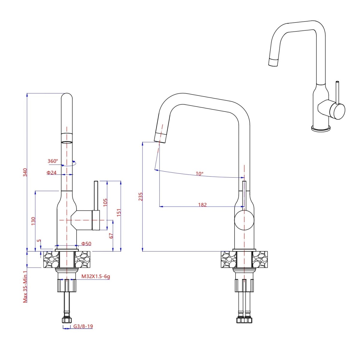 Rubinetto Cucina Acciaio Inox SATINATO BOTTLE